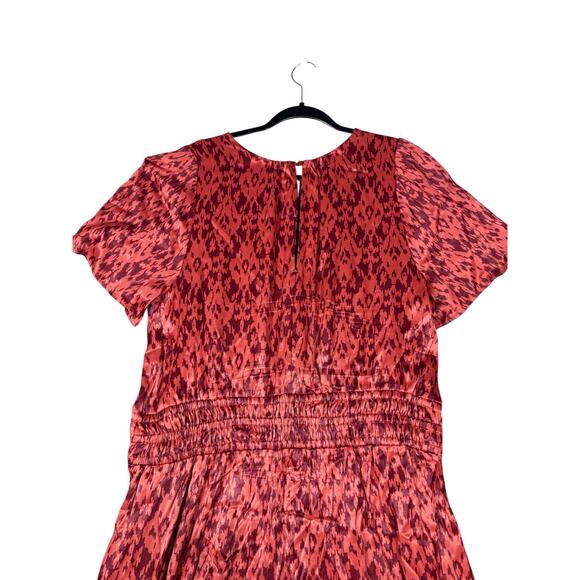 Anthropologie Red Ikat Wide Leg Smocked Waist Jumpsuit XL - Picture 4 of 5